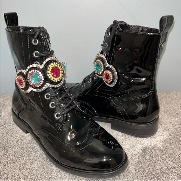 Betsey Johnson Shoes - Betsey Johnson Dexter Jeweled Combat Boots | 6.5M